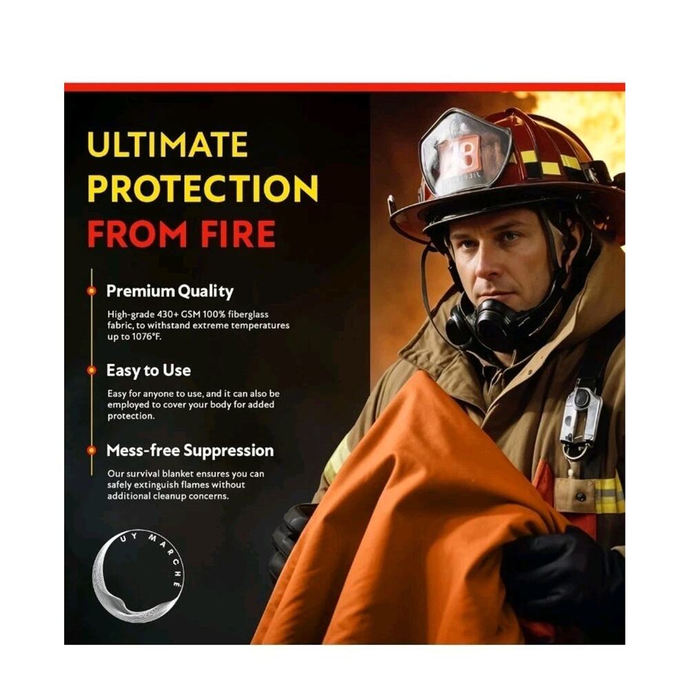 Silicone Fire Blanket Home Kitchen 40"x40" | Emergency Silicon Coated - Picture 4 of 9